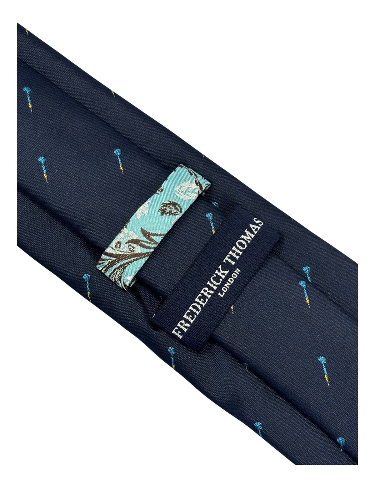 Navy blue mens tie with darts  design