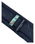 Navy blue mens tie with darts  design