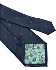 Navy blue mens tie with darts  design