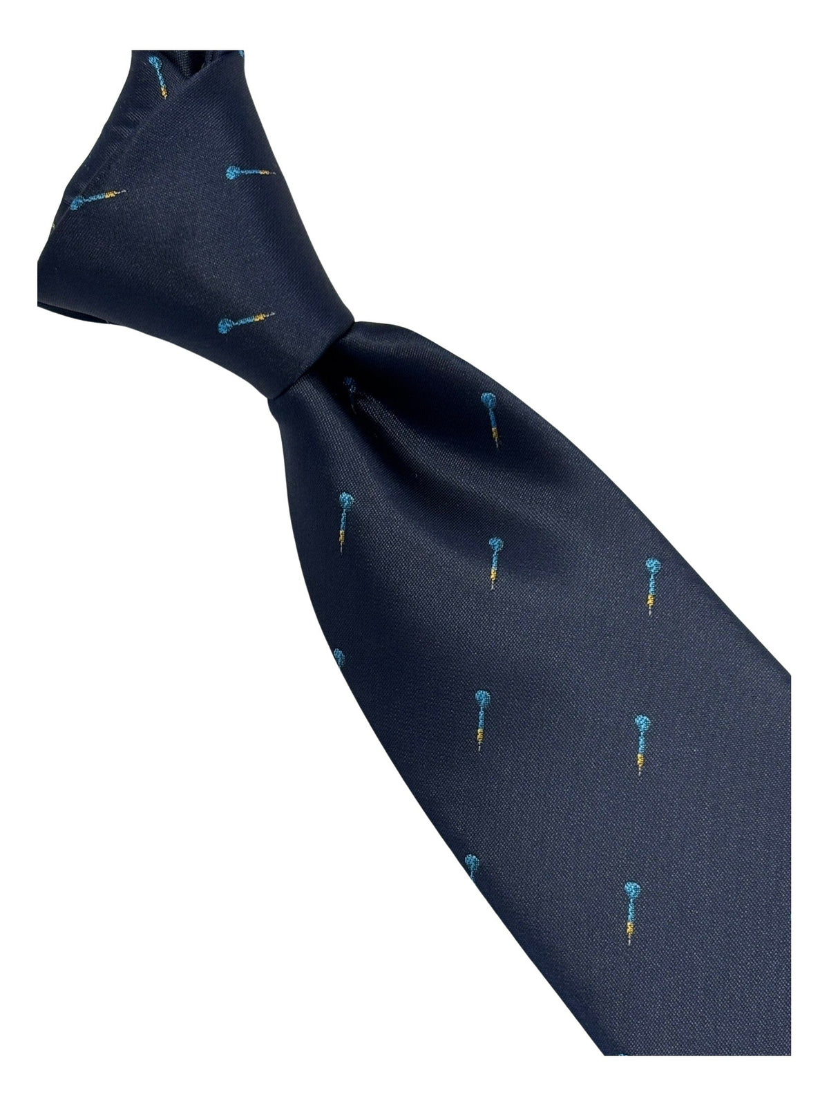 Navy blue mens tie with darts  design