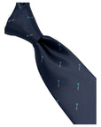 Navy blue mens tie with darts  design