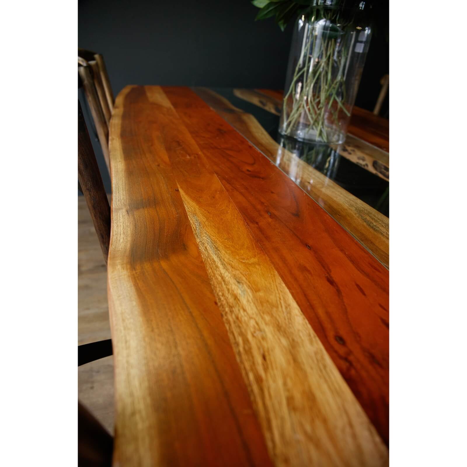 Live Edge River Dining Table with Glass Inlay