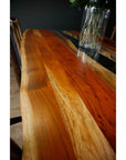 Live Edge River Dining Table with Glass Inlay