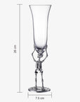 Stemmed Skeleton Champagne Flute Glass | Set of 2 | 7.5oz Halloween Skeleton Glasses 10" H, Goth Gifts, Skeleton Gifts, Skeleton Decor, Spooky Wine Gift Set, Perfect for Halloween Themed Parties-2