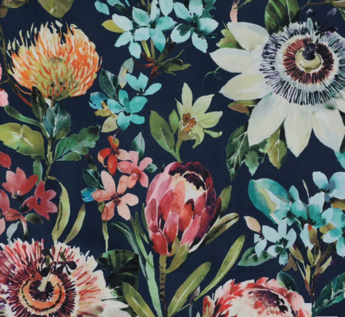 Midnight Floral Summer Garden Velvet Steep Empire Lampshade | Handmade Ceiling Light Shade | UK