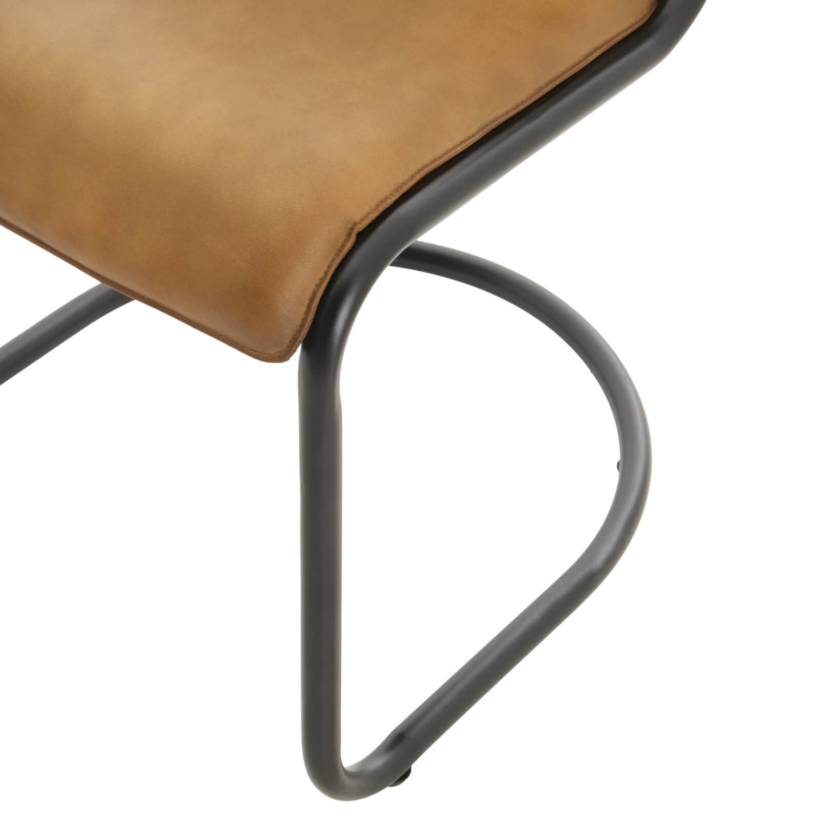 Rich Brown Curved Leather Dining Chair