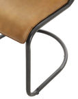 Rich Brown Curved Leather Dining Chair