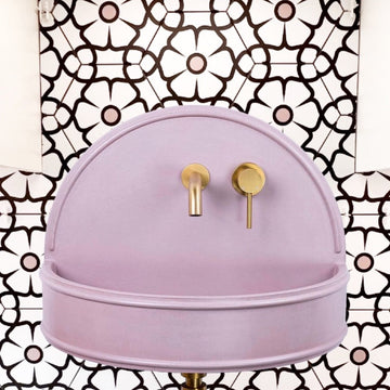 Luxury white porcelain hex floor tiles, elegant floral patterned Ella design, premium anti-slip outdoor and indoor tiles by Maria Starling Design at brixbailey.com