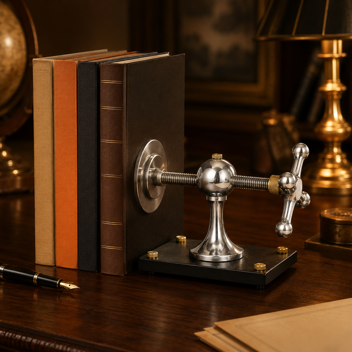 Windlass Bookend Nautical Book Holder Aluminium &amp; Brass Organizer
