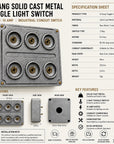 6 Gang 2 Way Solid Cast Metal Conduit Light Switch