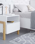 White and Oak Bedside Table