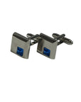 silver style square blue stone cufflinks