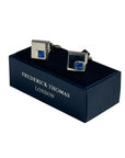 silver style square blue stone cufflinks