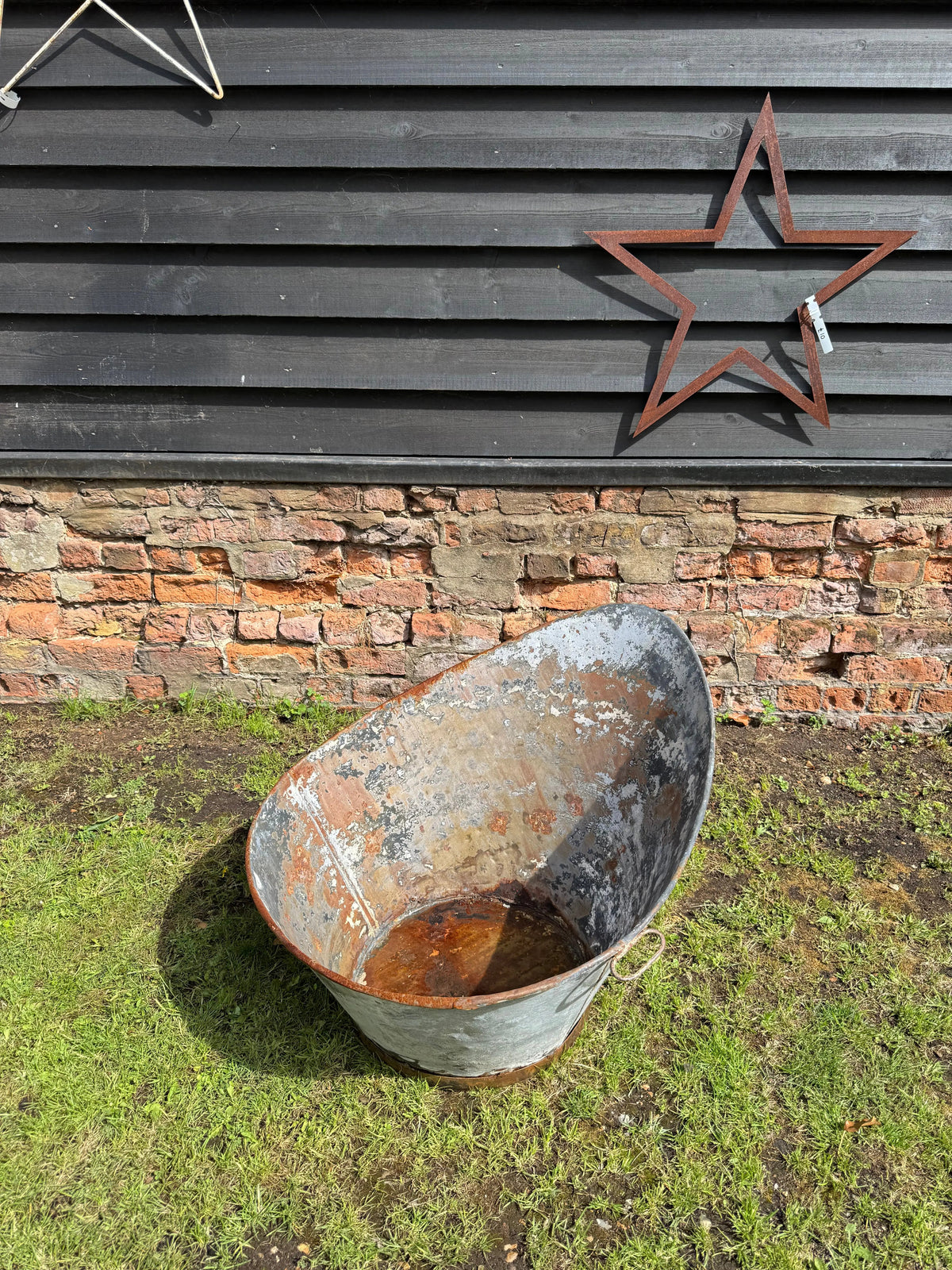 Vintage Galvanised Metal Bath Tub Garden Planter Vintage Rustic Display