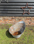 Vintage Galvanised Metal Bath Tub Garden Planter Vintage Rustic Display