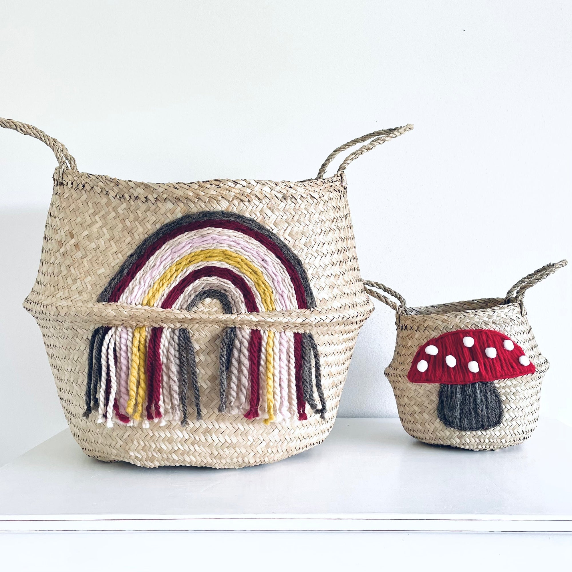 Maroon tassel rainbow basket - Extra Large