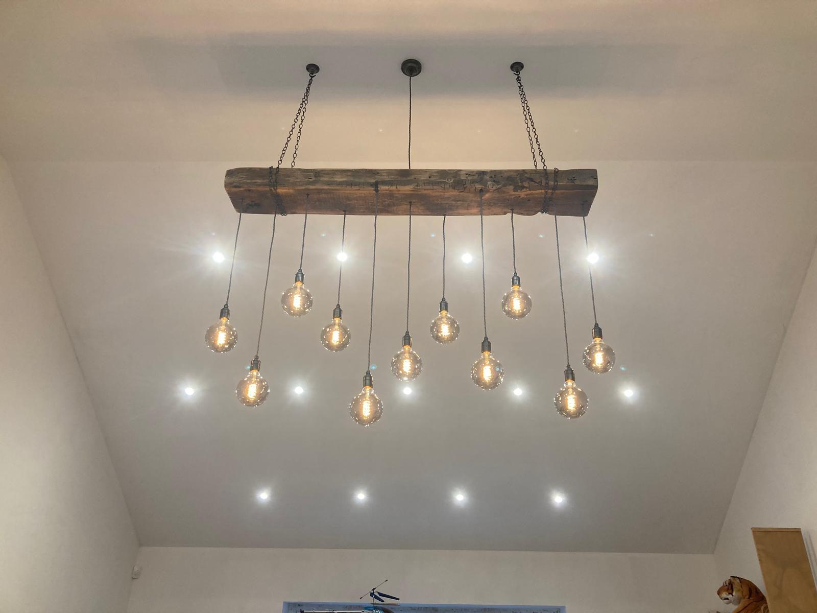 Chunky Wooden Beam Chandelier XXL Long Drop