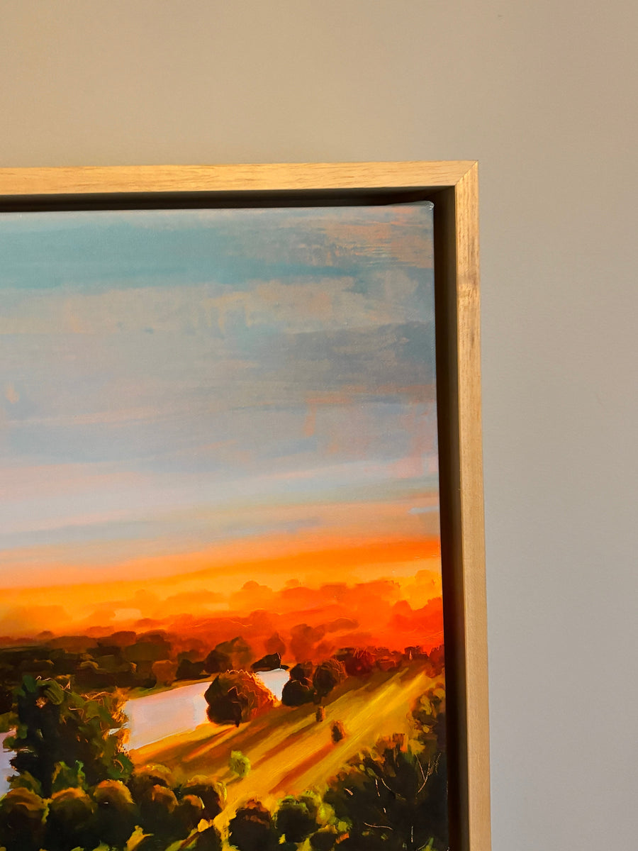 Sunrise on Corsham Court 2 premium fine art canvas print, hand embellished and signed, wood float frame, 24x32 or 36x48 inches by Michael Sutherland Art at brixbailey.com