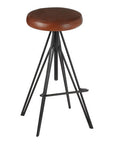 Nandri Brown Leather Adjustable Stool with Black Metal Legs