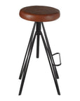 Nandri Brown Leather Adjustable Stool with Black Metal Legs