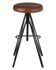 Nandri Brown Leather Adjustable Stool with Black Metal Legs