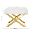 Anafi White Sheepskin Stool with Gold Finish Base