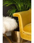 Anafi White Sheepskin Stool with Gold Finish Base