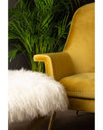 Anafi White Sheepskin Stool with Gold Finish Base