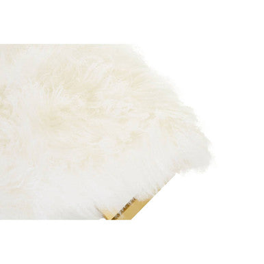 Anafi White Sheepskin Stool with Gold Finish Base