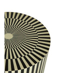 Hassa Ivory and Black Cylindrical Stool and Side Table