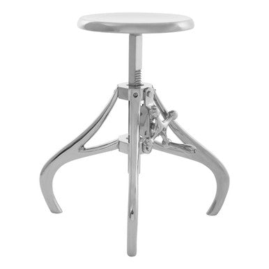 Maxi Silver Finish Adjustable Stool