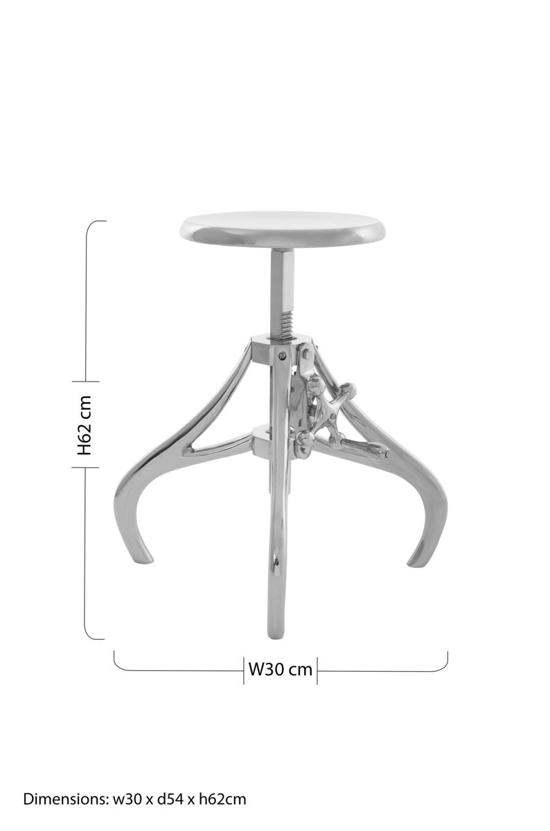 Maxi Silver Finish Adjustable Stool