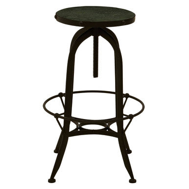 Vasco Green Marble and Black Finish Bar Stool