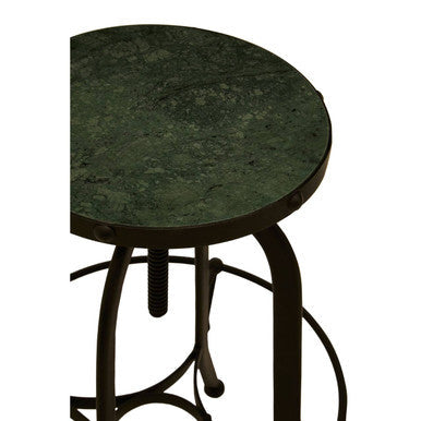 Vasco Green Marble and Black Finish Bar Stool