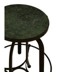 Vasco Green Marble and Black Finish Bar Stool