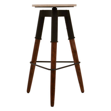 Vasco White Marble and Wood Bar Stool