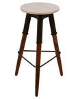 Vasco White Marble and Wood Bar Stool