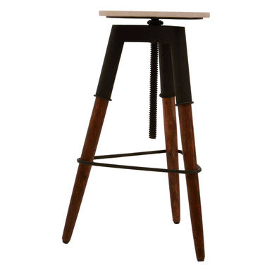 Vasco White Marble and Wood Bar Stool