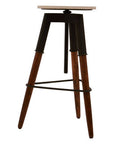 Vasco White Marble and Wood Bar Stool