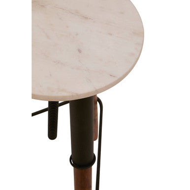 Vasco White Marble and Wood Bar Stool