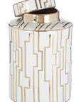 Ariana White and Gold Large Decorative Ceramic Jar
