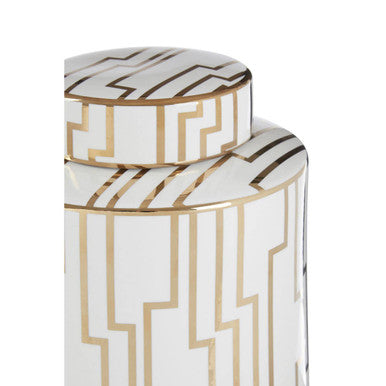 Ariana White and Gold Small Decorative Ceramic Jar