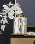 Ariana White and Gold Small Decorative Ceramic Jar