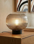 Large Ribbed Smoked Glass Table Lamp | Enola