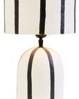 Black and White Stripe Papier Mache Table Lamp | Carta