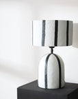 Black and White Stripe Papier Mache Table Lamp | Carta