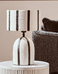 Black and White Stripe Papier Mache Table Lamp | Carta