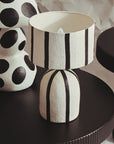 Black and White Stripe Papier Mache Table Lamp | Carta