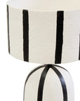 Black and White Stripe Papier Mache Table Lamp | Carta