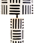 Black and White Papier Mache Table Lamp with Geometric Lines | Carta